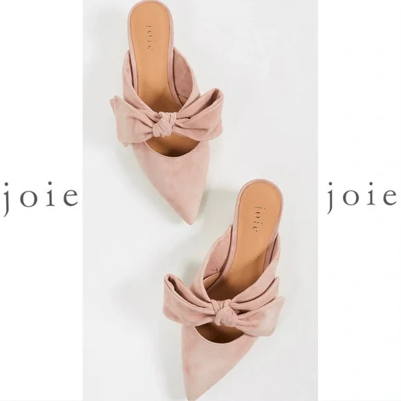JOIE Caleah Peach Pink Suede Mules Kitten Heel Pointed Toe Sandal Leather Pumps - Picture 13 of 15